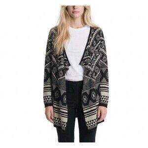 Women’s Sweater Draped Cardigan Size M Black Long Sleeves 64 Sixty Five Open